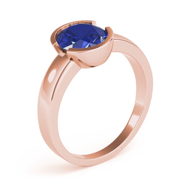 Oval Gemstone Ring, Angle view in rose gold