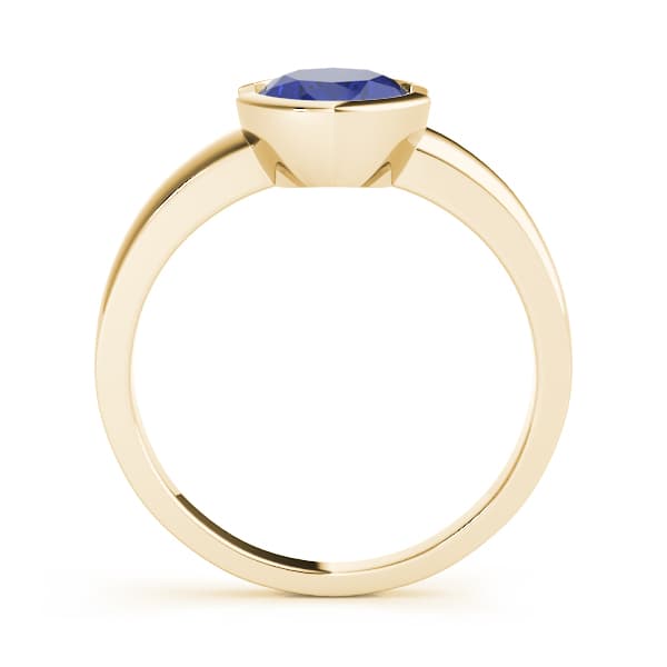 Oval Gemstone Ring, Side view in yellow gold