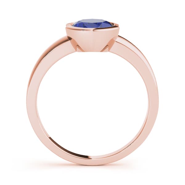 Oval Gemstone Ring, Side view in rose gold