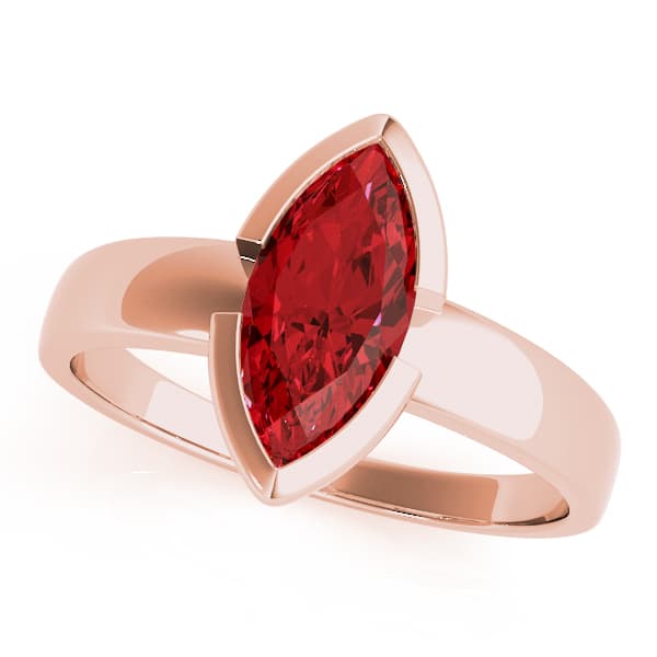 Marquise Gemstone Ring, Front view in rose gold