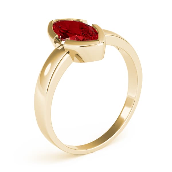 Marquise Gemstone Ring, Angle view in yellow gold