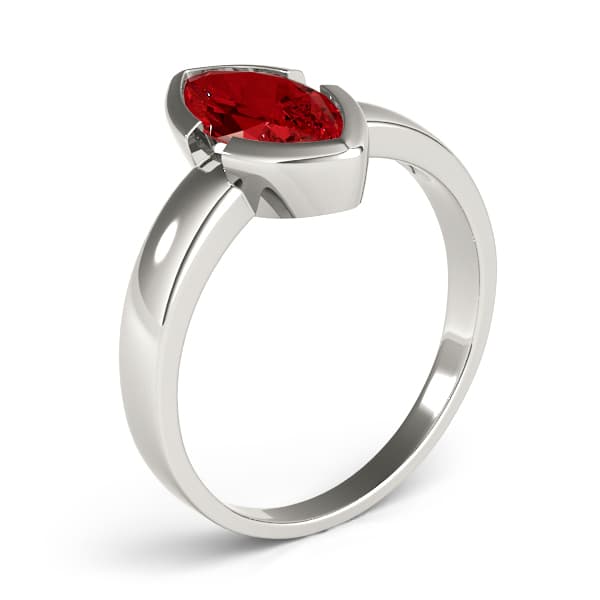 Marquise Gemstone Ring, Angle view in white gold or platinum