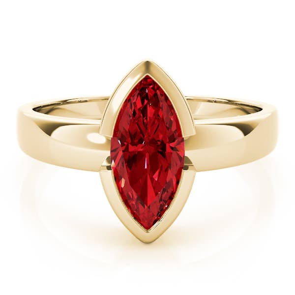 Marquise Gemstone Ring, On hand view in yellow gold