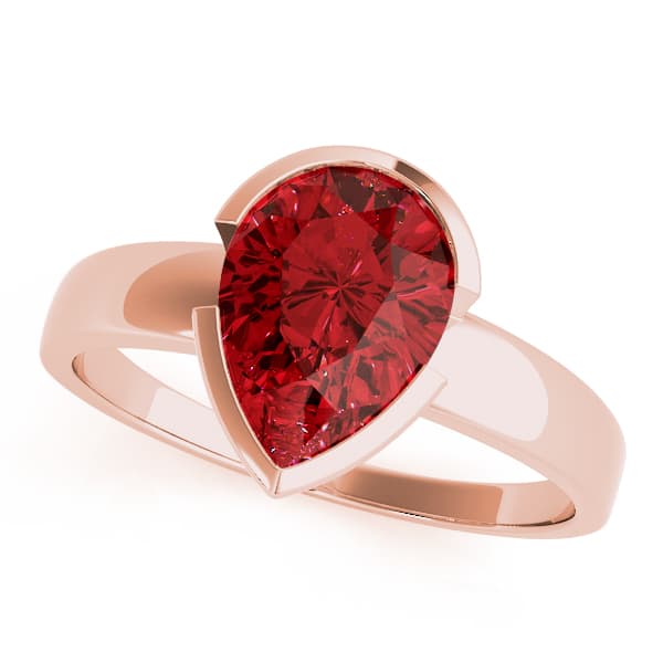 Pear Gemstone Ring, Front view in rose gold