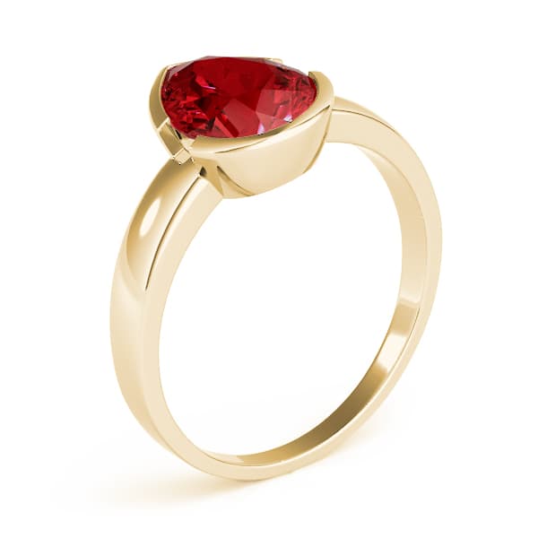 Pear Gemstone Ring, Angle view in yellow gold