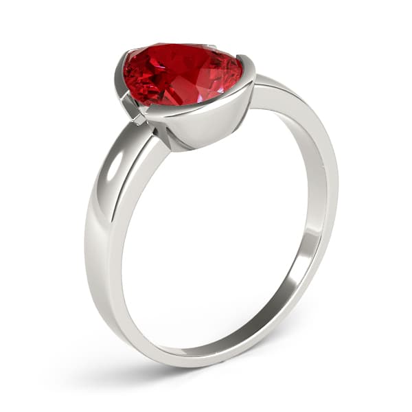 Pear Gemstone Ring, Angle view in white gold or platinum