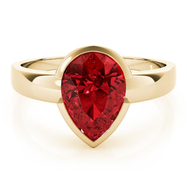 Pear Gemstone Ring, On hand view in yellow gold