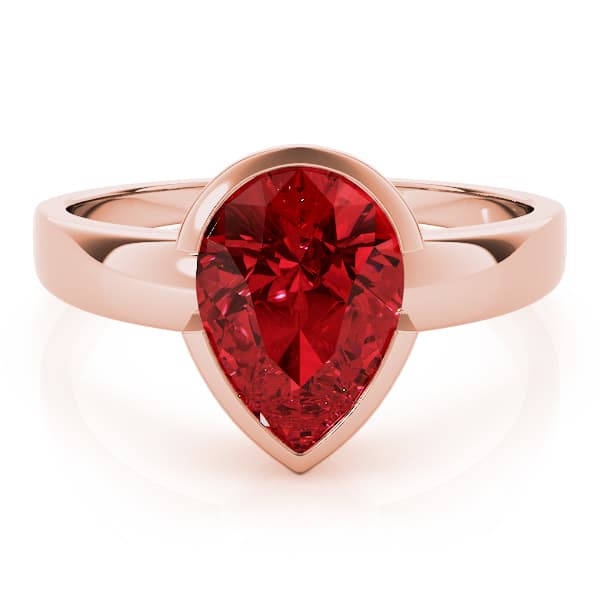 Pear Gemstone Ring, On hand view in rose gold