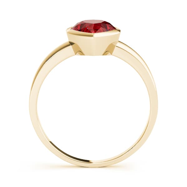Pear Gemstone Ring, Side view in yellow gold