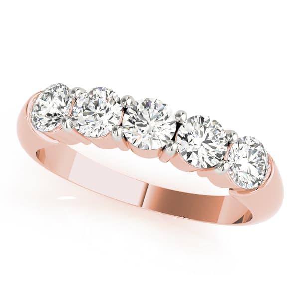 Prong Set Wedding Band (1 ct. tw.), Front view in rose gold
