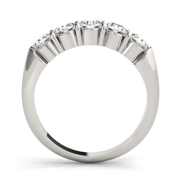 Prong Set Wedding Band (3/4 ct. tw.), Side view in white gold or platinum