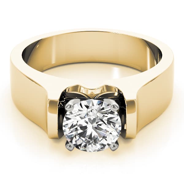 Solitaire Engagement Ring, style 81837, On hand view in yellow gold