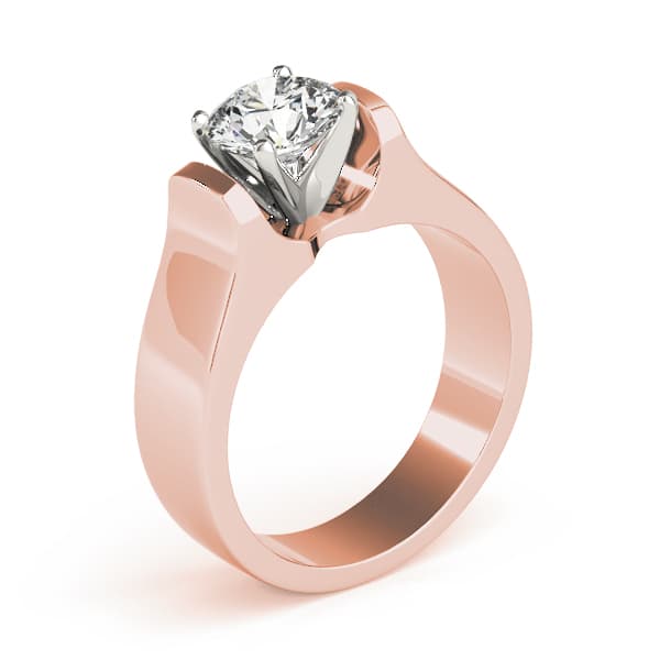 Solitaire Engagement Ring, style 81837, Top view in rose gold