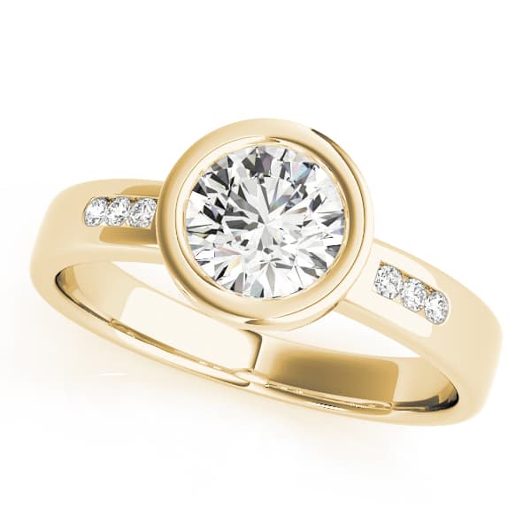 Single Row Channel Set Bezel Engagement Ring, style 81843, Front view in yellow gold