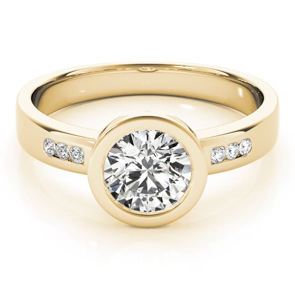 Single Row Channel Set Bezel Engagement Ring, style 81843, On hand view in yellow gold