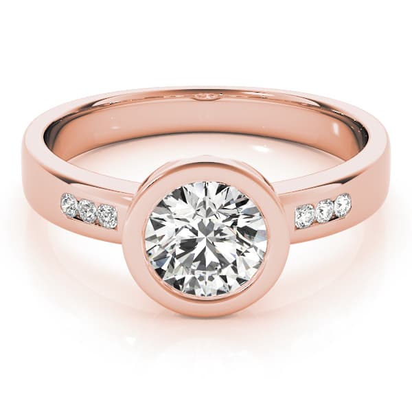 Single Row Channel Set Bezel Engagement Ring, style 81843, On hand view in rose gold