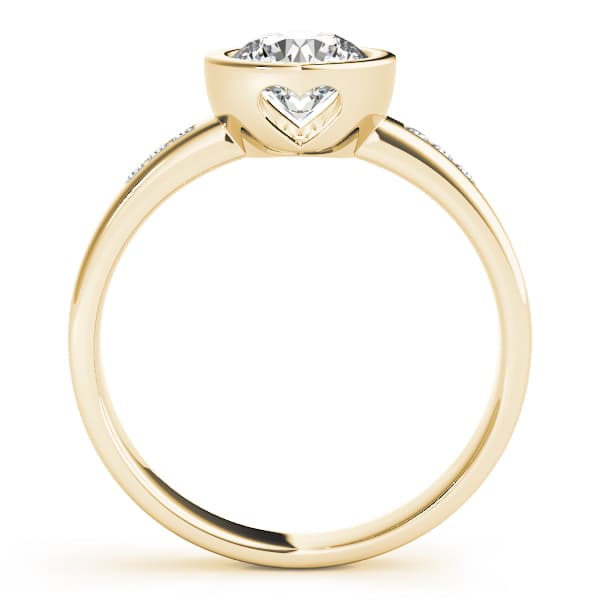 Single Row Channel Set Bezel Engagement Ring, style 81843, Side view in yellow gold