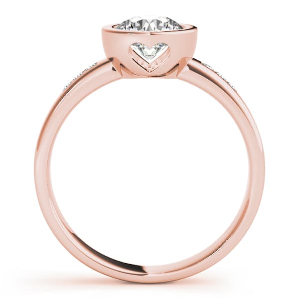 Single Row Channel Set Bezel Engagement Ring, style 81843, Side view in rose gold