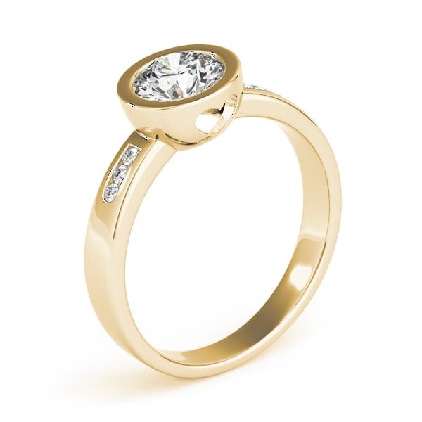 Single Row Channel Set Bezel Engagement Ring, style 81843, Top view in yellow gold