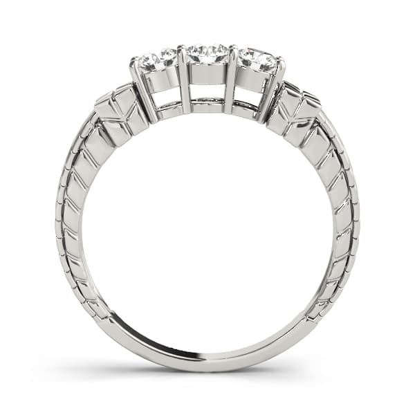 Prong Set Wedding Band (0.48 ct. tw.), Side view in white gold or platinum