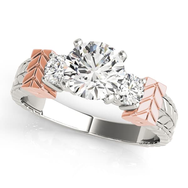 3 Stone Round Engagement Ring, style 81859, Front view in rose gold