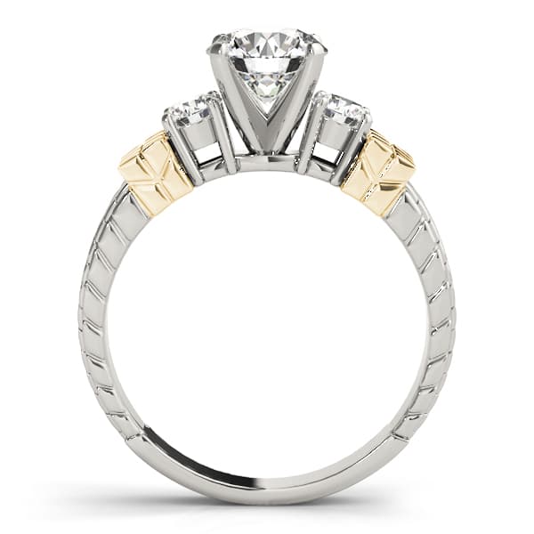 3 Stone Round Engagement Ring, style 81859, Side view in yellow gold