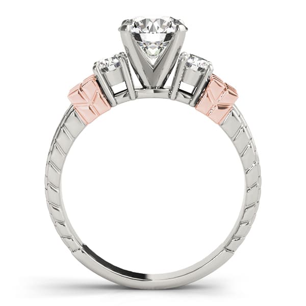 3 Stone Round Engagement Ring, style 81859, Side view in rose gold