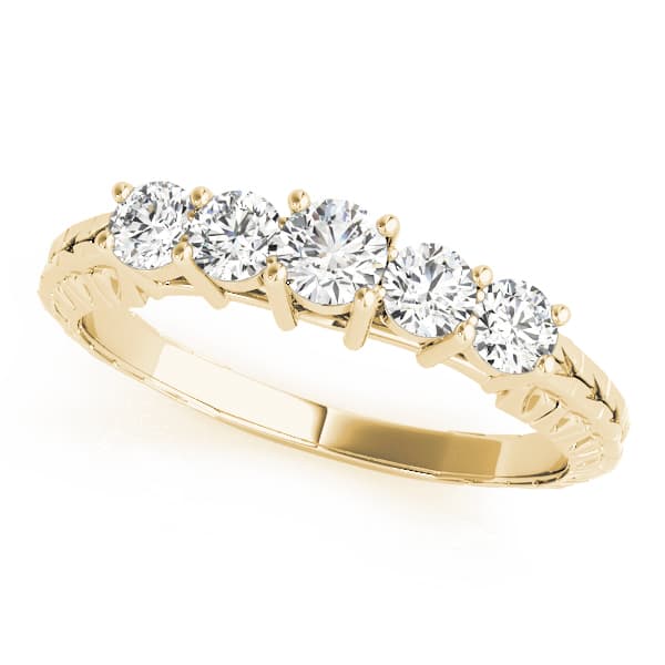 Prong Set Filigree Wedding Bands (0.3 ct. tw.), Front view in yellow gold