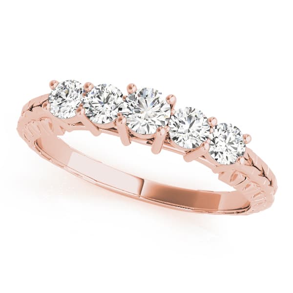 Prong Set Filigree Wedding Bands (0.18 ct. tw.), Front view in rose gold