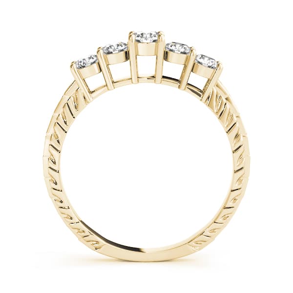 Prong Set Filigree Wedding Bands (0.3 ct. tw.), Side view in yellow gold