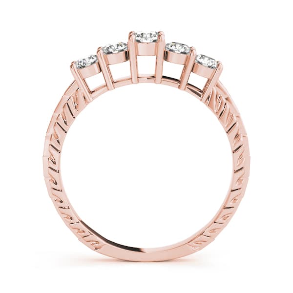 Prong Set Filigree Wedding Bands (0.18 ct. tw.), Side view in rose gold