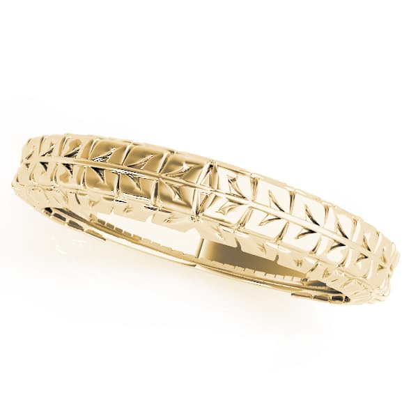 Vintage Filigree Wedding Band, Front view in yellow gold