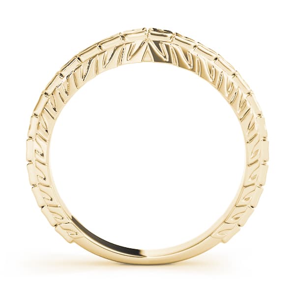 Vintage Filigree Wedding Band, Side view in yellow gold