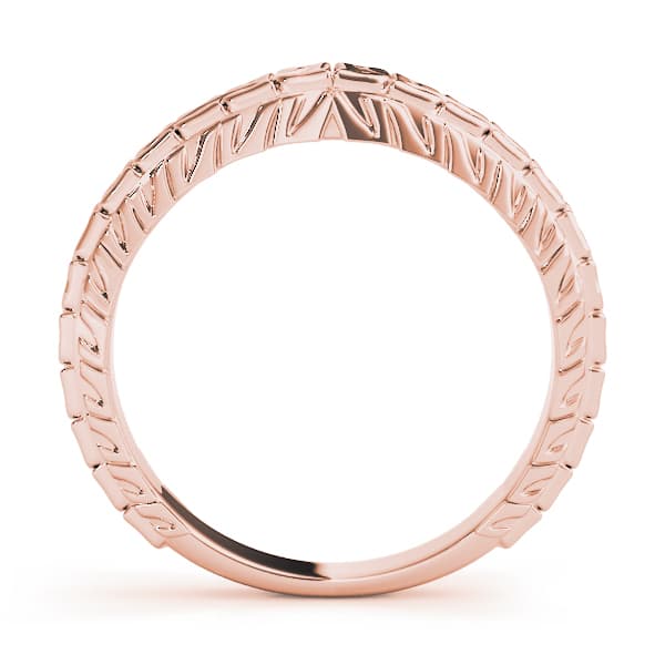 Vintage Filigree Wedding Band, Side view in rose gold