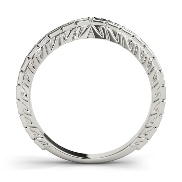 Vintage Filigree Wedding Band, Side view in white gold or platinum