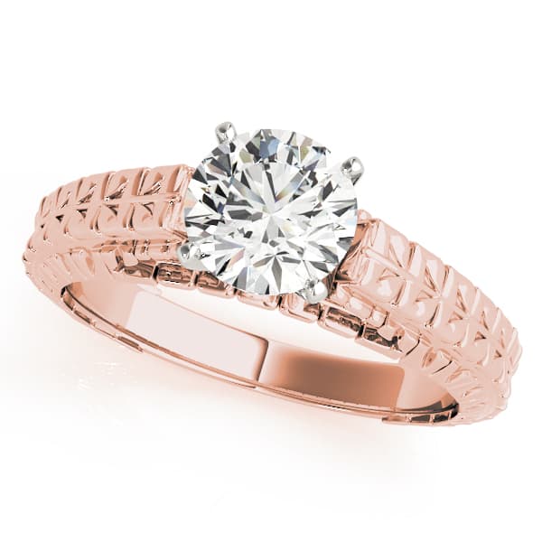 Vintage Filigree Solitaire Engagement Ring, style 81868, Front view in rose gold