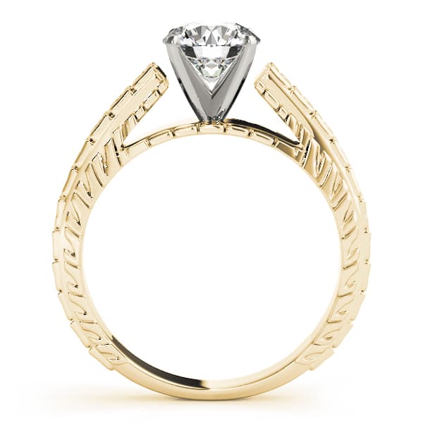 Vintage Filigree Solitaire Engagement Ring, style 81868, Side view in yellow gold