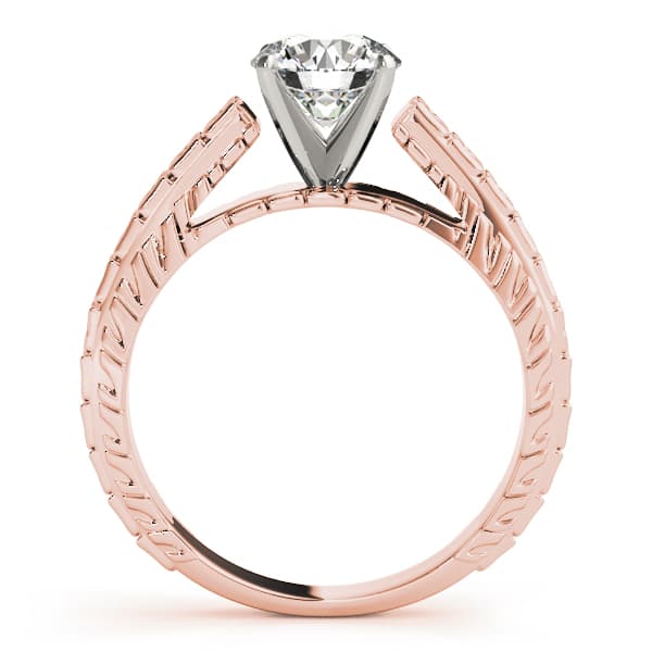 Vintage Filigree Solitaire Engagement Ring, style 81868, Side view in rose gold