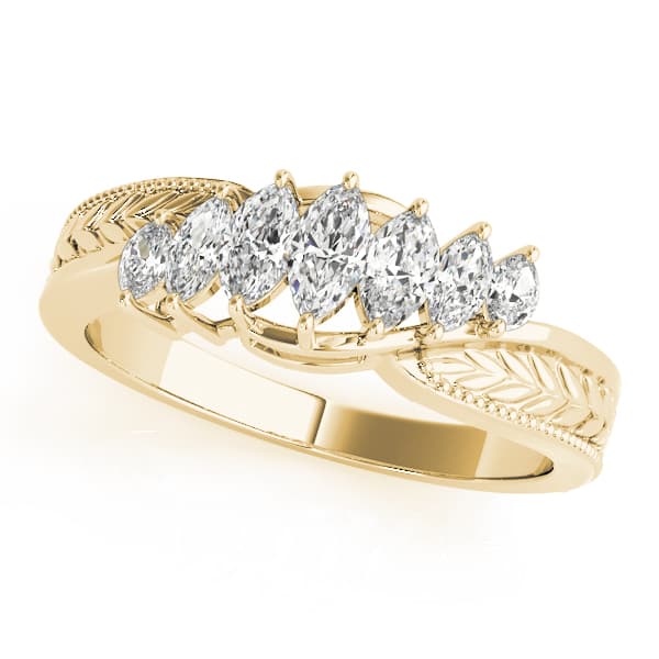 Nature Inspired Filigree Milgrain Marquise Wedding Bands (1/2 ct. tw.), Front view in yellow gold