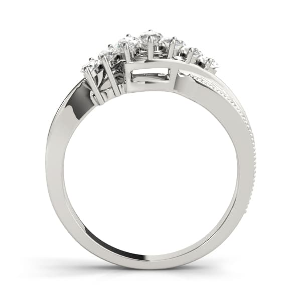 Nature Inspired Filigree Milgrain Marquise Wedding Bands (0.43 ct. tw.), Side view in white gold or platinum