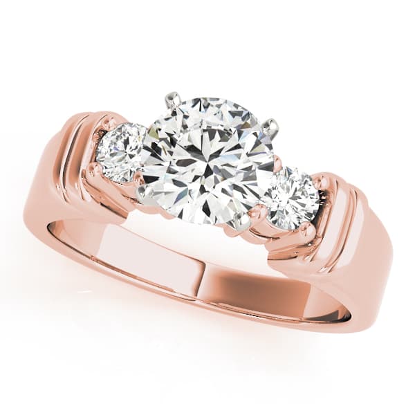 3-Stone Round Engagement Ring, style 81875, Front view in rose gold