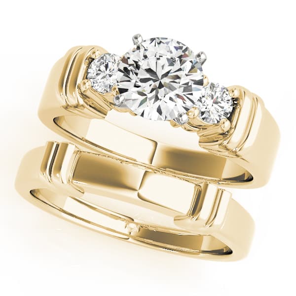 3-Stone Round Engagement Ring, style 81875, On hand view in yellow gold