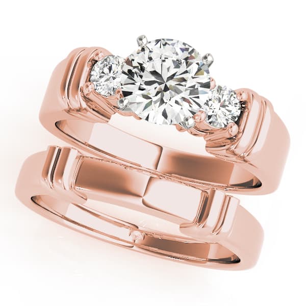 3-Stone Round Engagement Ring, style 81875, On hand view in rose gold