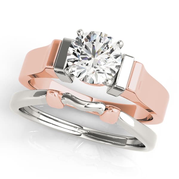 Solitaire Engagement Ring, style 81877, On hand view in rose gold