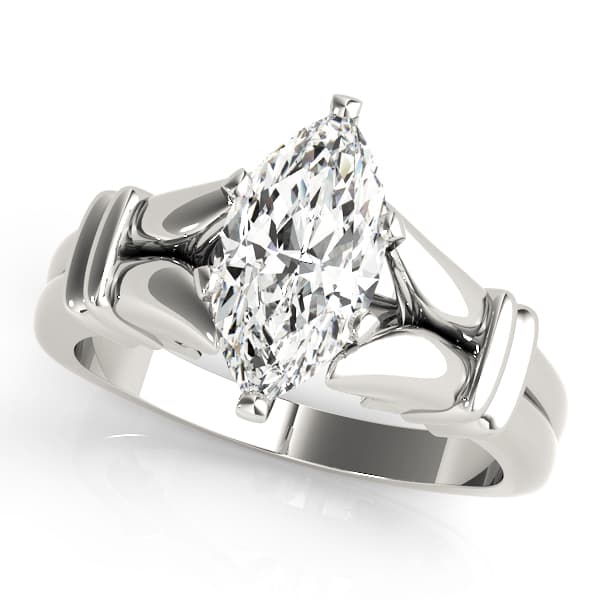 Solitaire Peghead Engagement Ring — style 81880 in 10k White Gold
