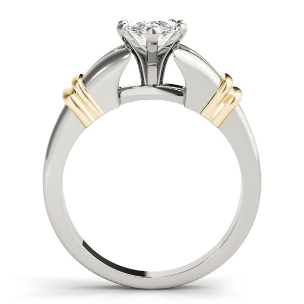 Solitaire Peghead Engagement Ring, style 81880, Side view in yellow gold