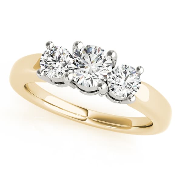 3-Stone Round Engagement Ring, style 81881, Front view in yellow gold