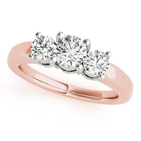 3-Stone Round Engagement Ring, style 81881, Front view in rose gold