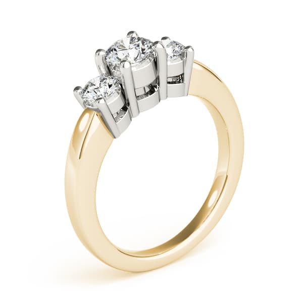 3-Stone Round Engagement Ring, style 81881, Angle view in yellow gold
