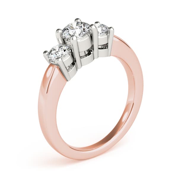 3-Stone Round Engagement Ring, style 81881, Angle view in rose gold